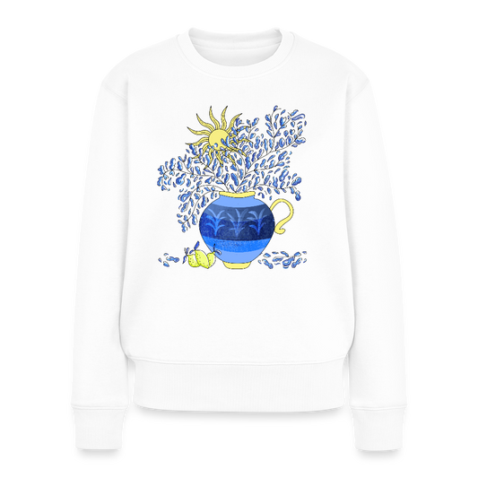 Frauen Premium Pullover - "Vase mit Zitronen" - Weiß