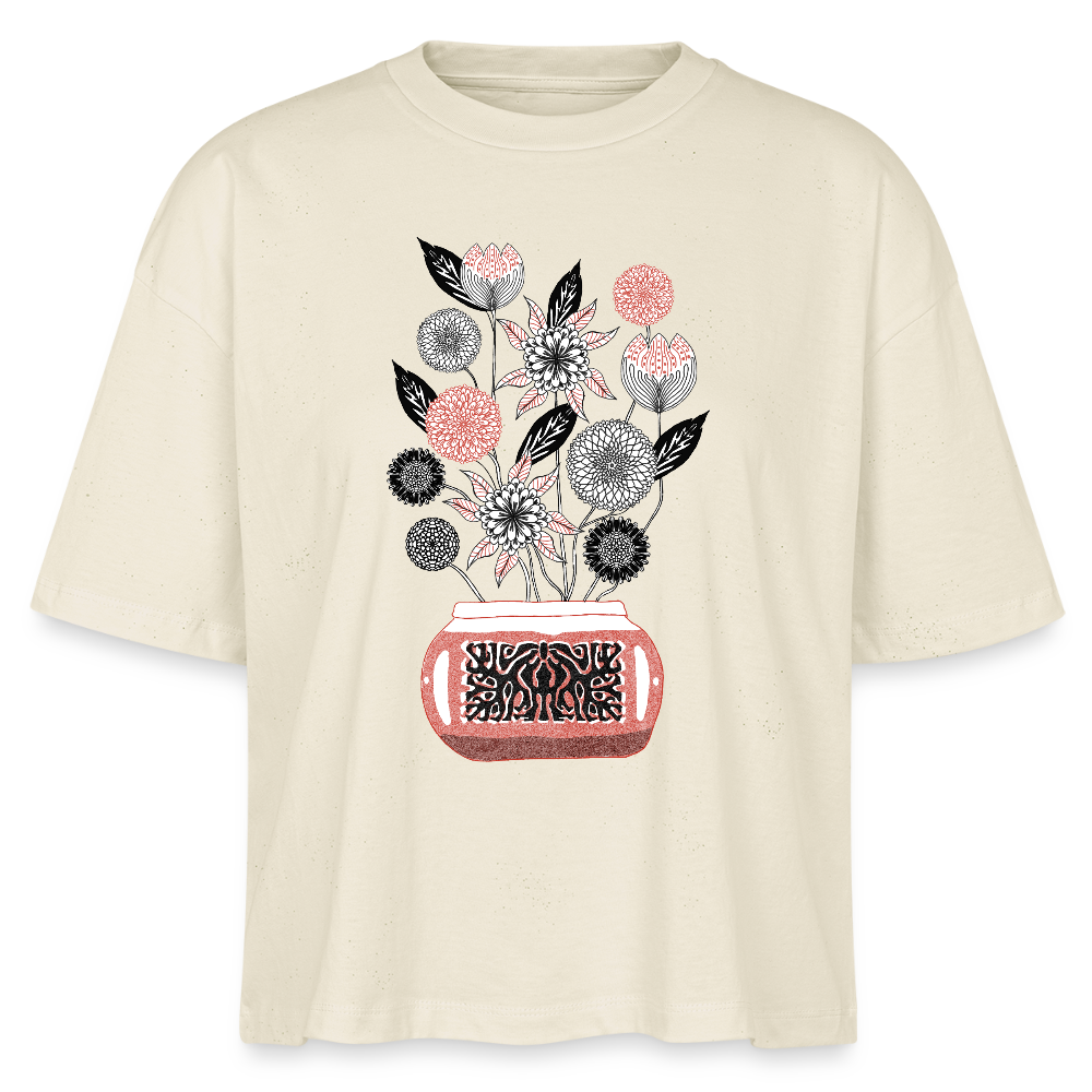 Stanley/Stella Frauen Boxy Bio-T-Shirt - “Vintage Vase” - Weißgrau