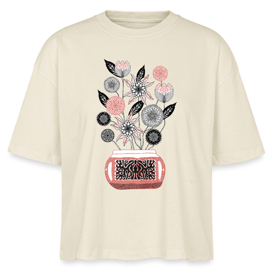 Stanley/Stella Frauen Boxy Bio-T-Shirt - “Vintage Vase” - Weißgrau