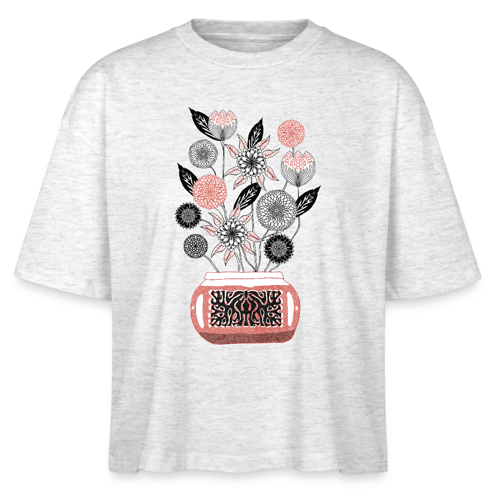 Stanley/Stella Frauen Boxy Bio-T-Shirt - “Vintage Vase” - Weiß meliert
