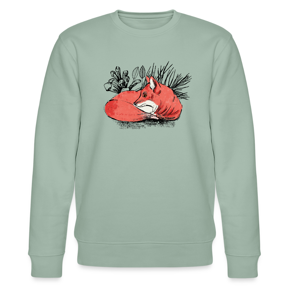 Männer Bio-Sweatshirt von Stanley & Stella - "Ruhender Fuchs" - Helles Graugrün