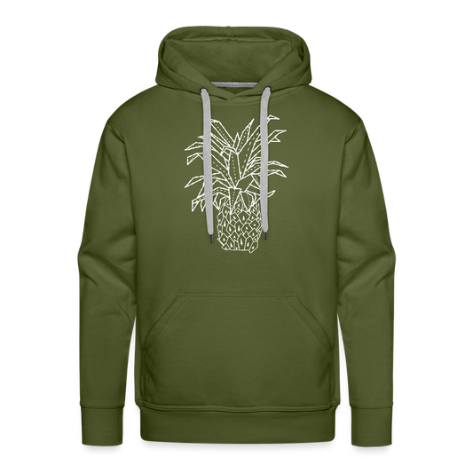 Men’s Premium Hoodie "Grafische Ananas" - Olivgrün