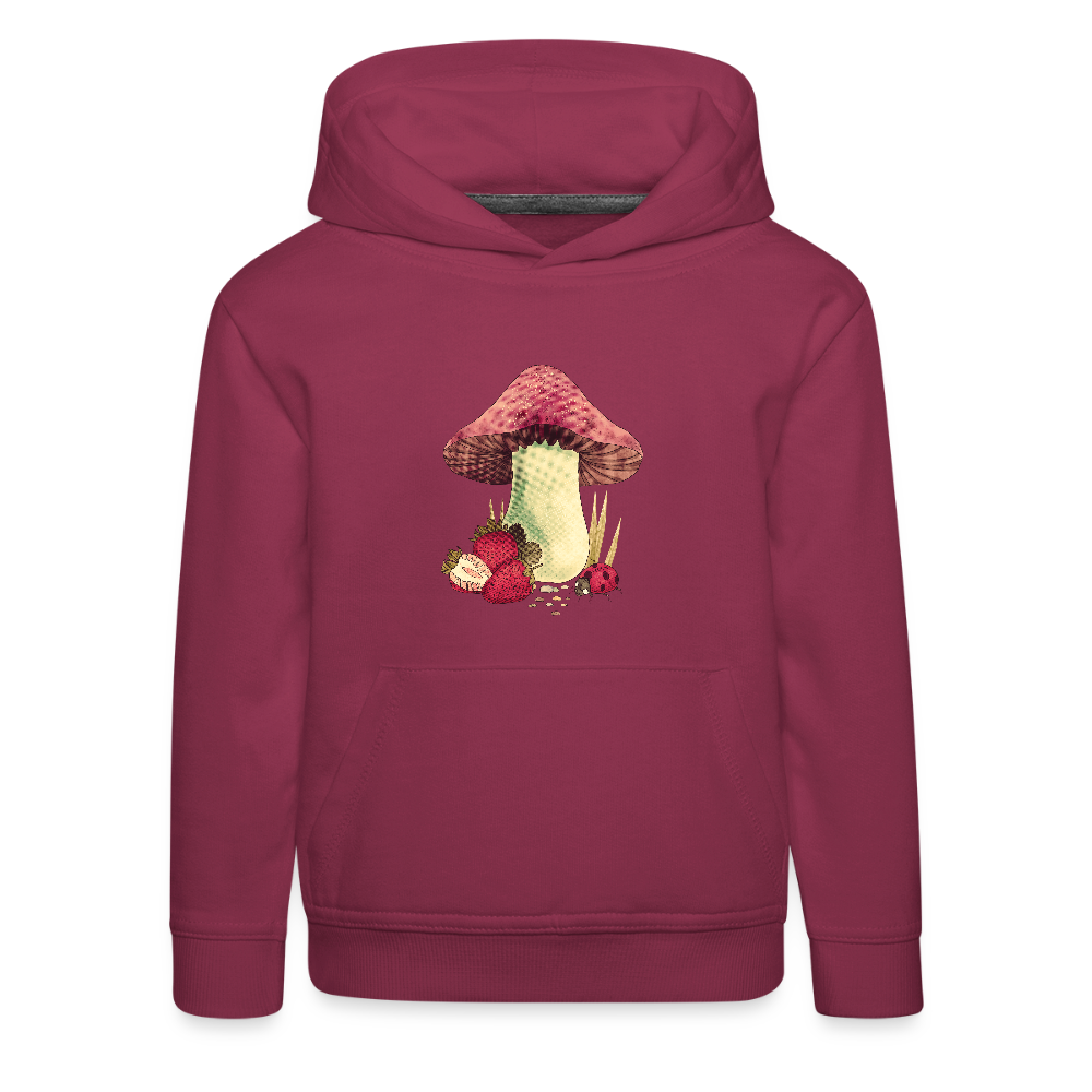 Kinder Premium Hoodie - Cottagecore_Pilz und Erdbeeren - Bordeaux