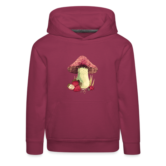 Kinder Premium Hoodie - Cottagecore_Pilz und Erdbeeren - Bordeaux