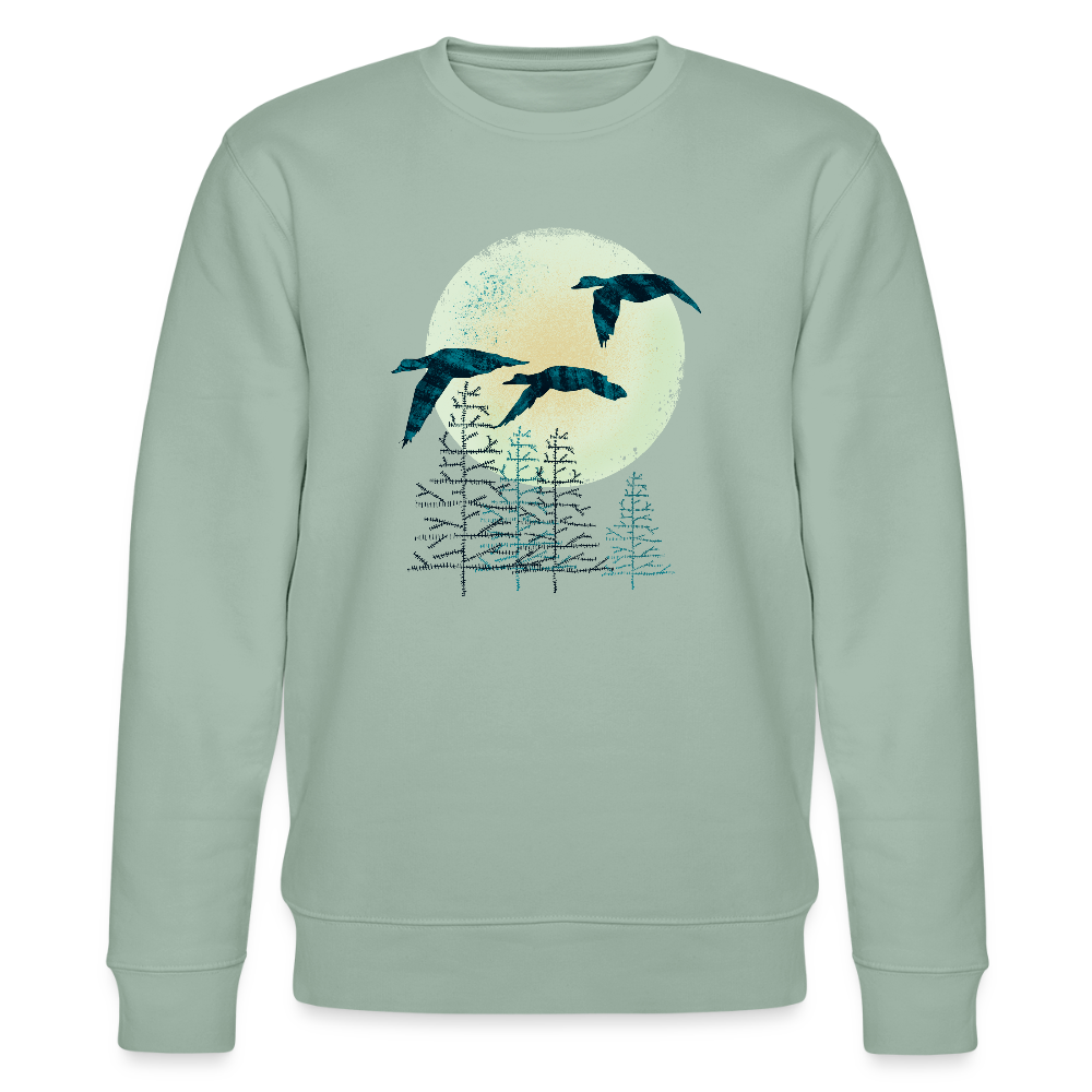 Männer Bio-Sweatshirt "Zugvögel" - Helles Graugrün