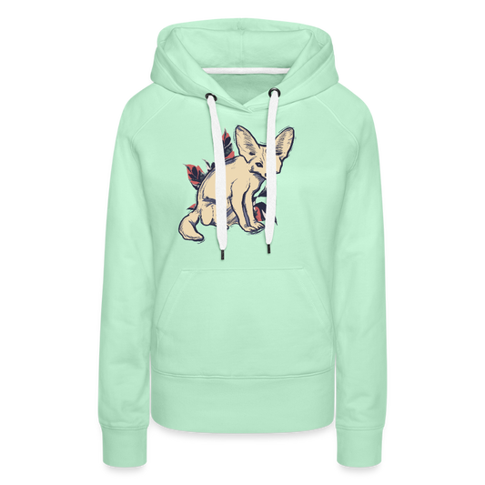 Frauen Premium Hoodie - "Vintage Wüstenfuchs" - helles Mintgrün