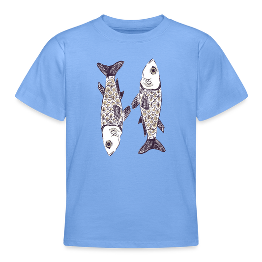 Teenager T-Shirt - “Zwei Sardinen” - Himmelblau