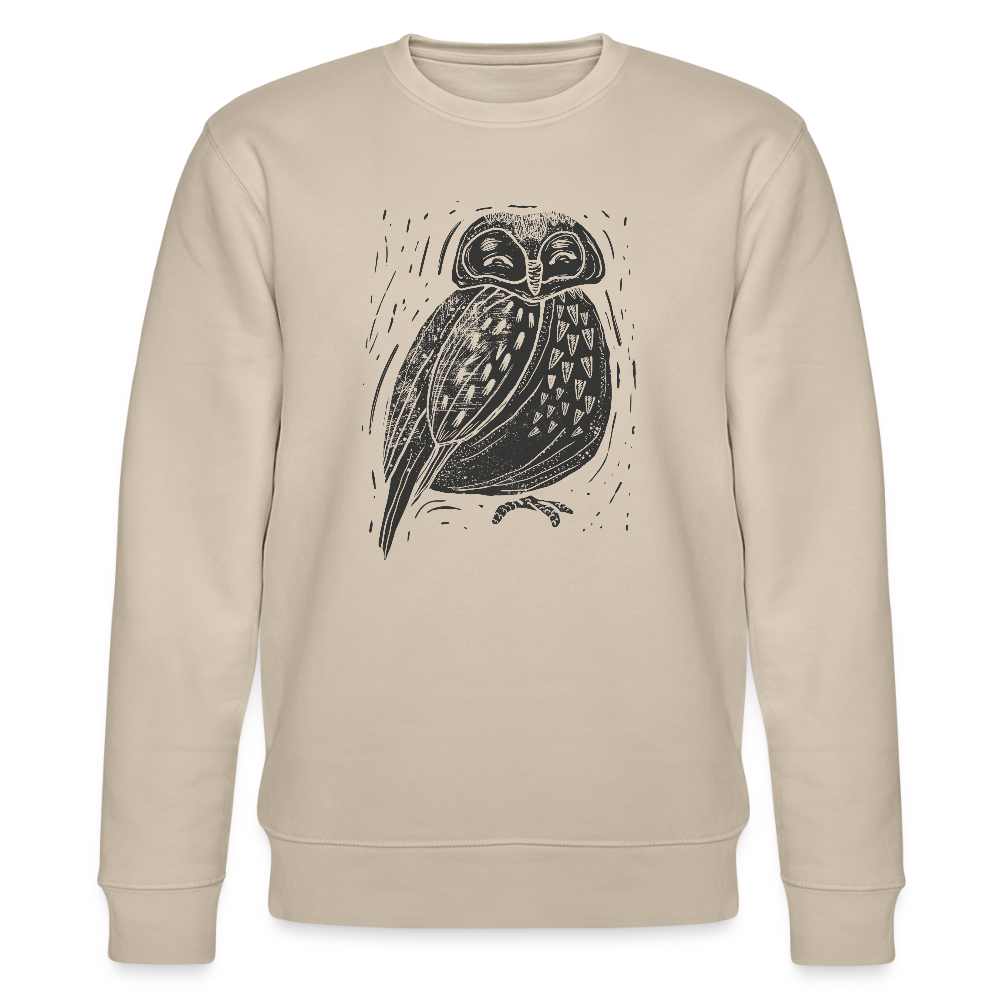Männer Bio-Sweatshirt - "Graue Eule" - Beige