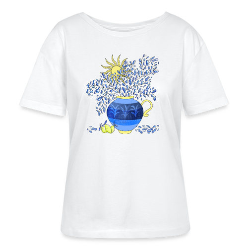 Stanley/Stella Relaxed Rundhals Frauen Bio-T-Shirt - "Vase mit Zitronen" - Weiß