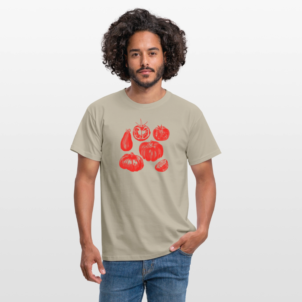 Männer T-Shirt - “Tomato Glow” - Sandbeige