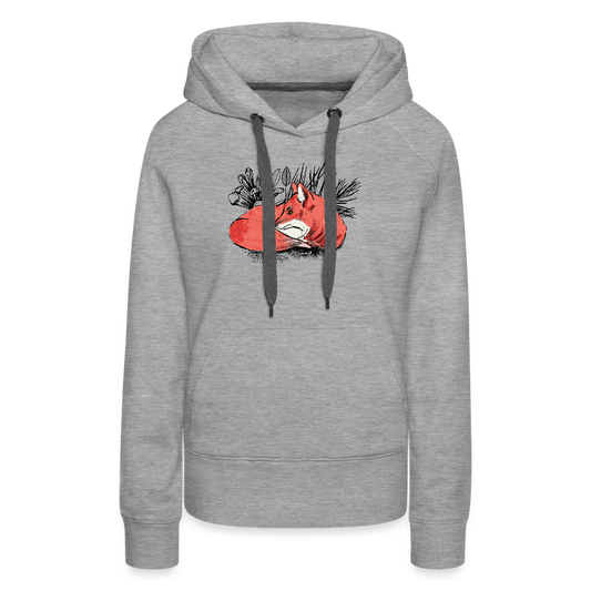 Frauen Premium Hoodie - "Ruhender Fuchs" - Grau meliert