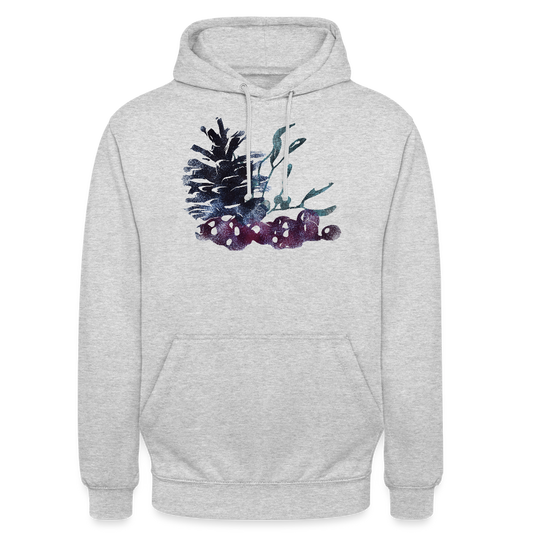 Unisex Hoodie - "Winterpflanzen" - Hellgrau meliert