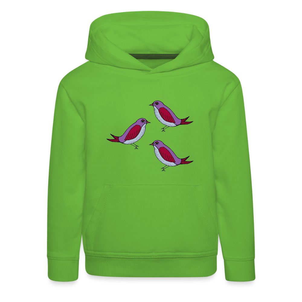 Kinder Premium Hoodie - 3 Amseln - Hellgrün