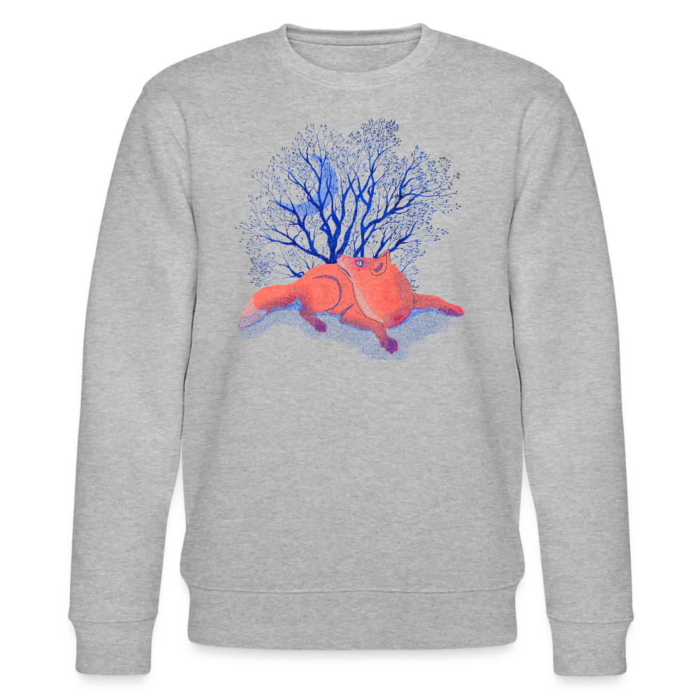 Männer Bio-Sweatshirt - “Monsieur Fuchs und der Mond” - Grau meliert