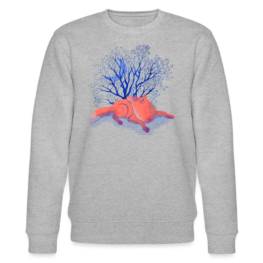 Männer Bio-Sweatshirt - “Monsieur Fuchs und der Mond” - Grau meliert