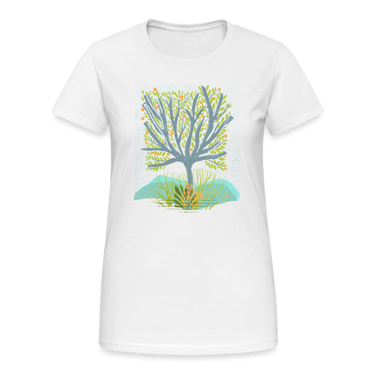 Frauen Gildan Heavy T-Shirt - “Frühlingswiese” - Weiß