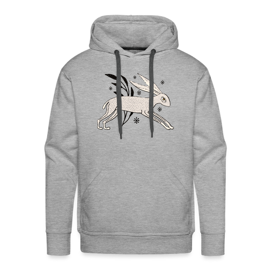 Men’s Premium Hoodie "Winterhase" - Grau meliert
