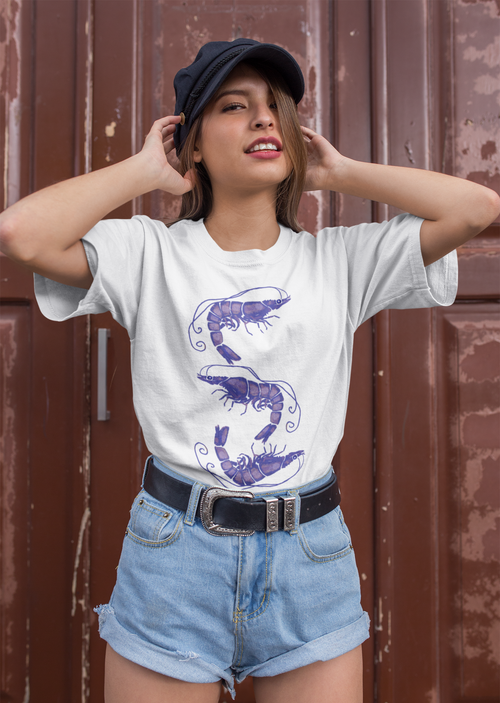 Frauen T-Shirt - "Blue Shrimps"
