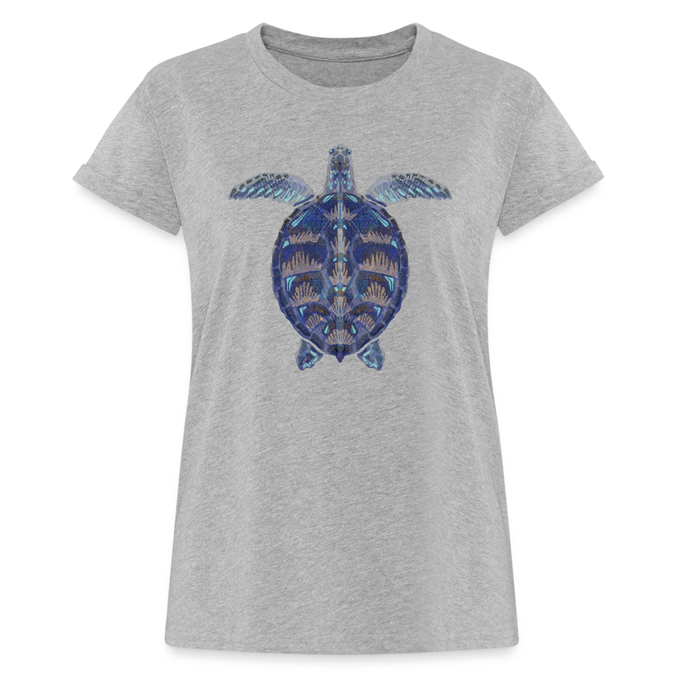 Frauen Oversize T-Shirt - "Meeresschildkröte" - Grau meliert