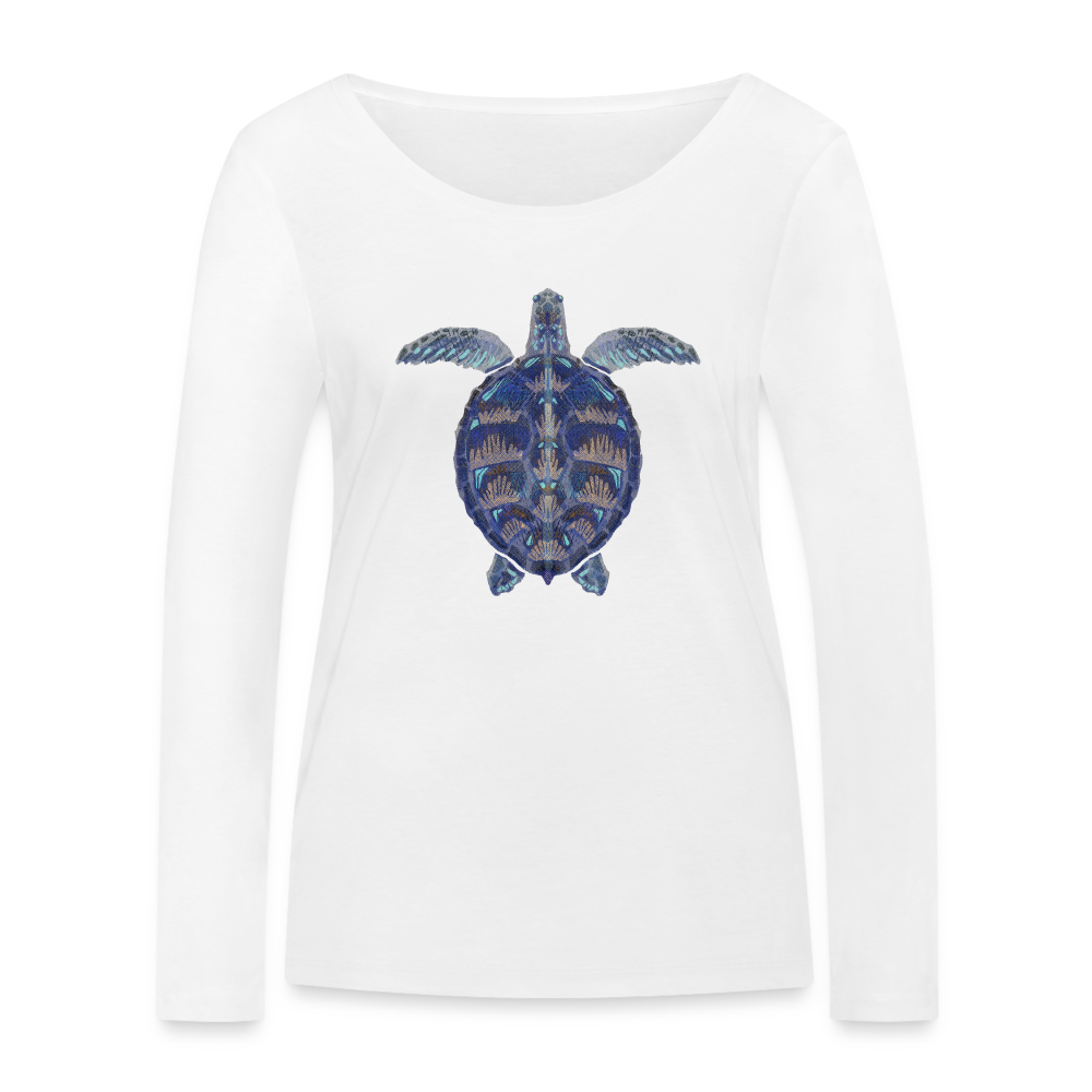 Frauen Bio-Langarmshirt - "Meeresschildkröte" - weiß