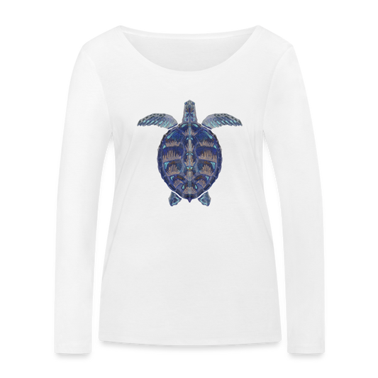 Frauen Bio-Langarmshirt - "Meeresschildkröte" - weiß