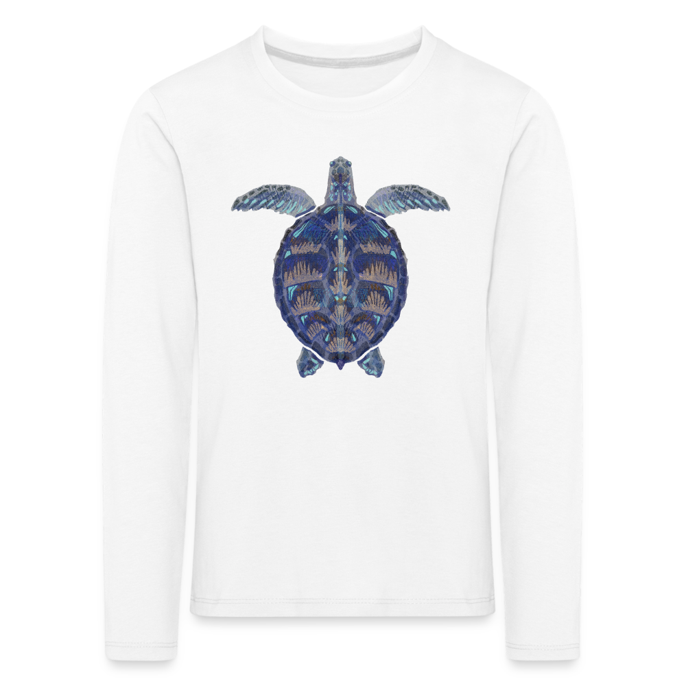 Kinder Premium Langarmshirt - "Meeresschildkröte" - weiß