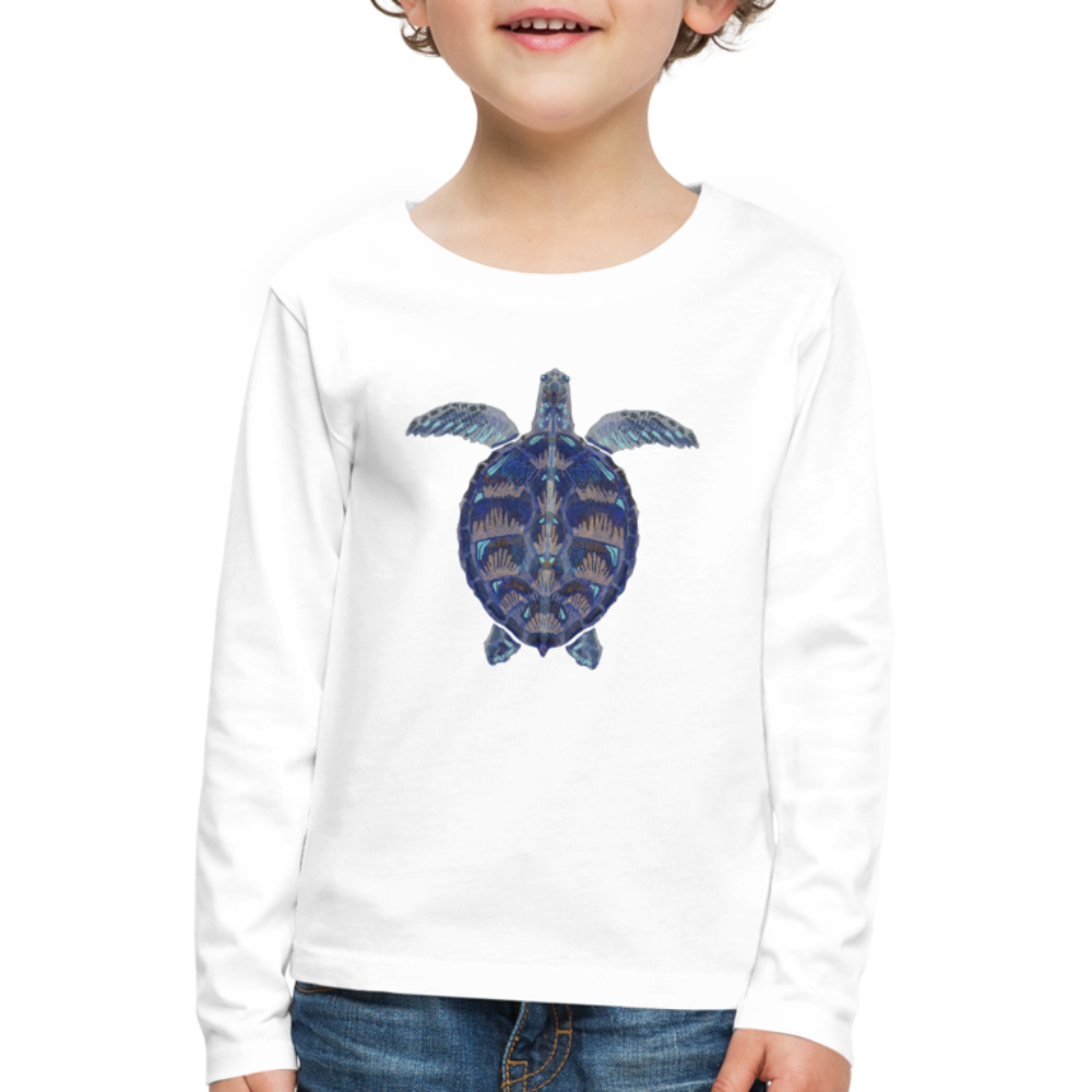 Kinder Premium Langarmshirt - "Meeresschildkröte" - weiß