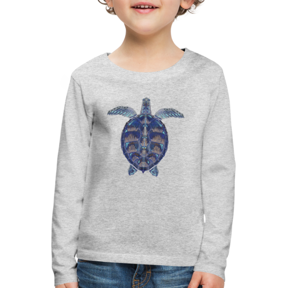 Kinder Premium Langarmshirt - "Meeresschildkröte" - Grau meliert