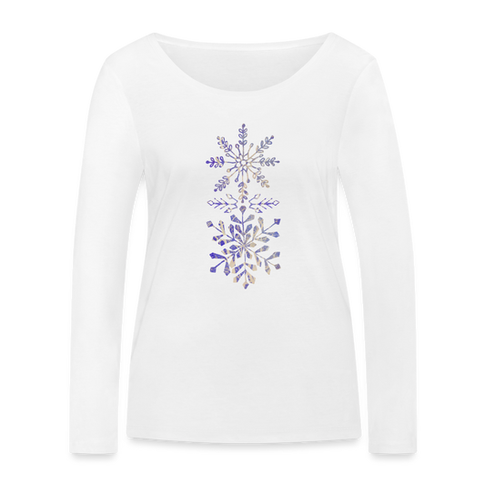 Frauen Bio-Langarmshirt - “Eiskristalle” - weiß