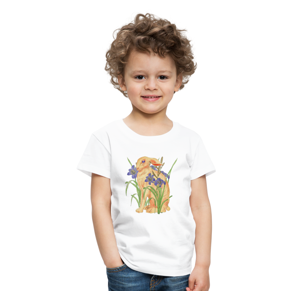 Kinder Premium T-Shirt -  "Feldhase" - weiß