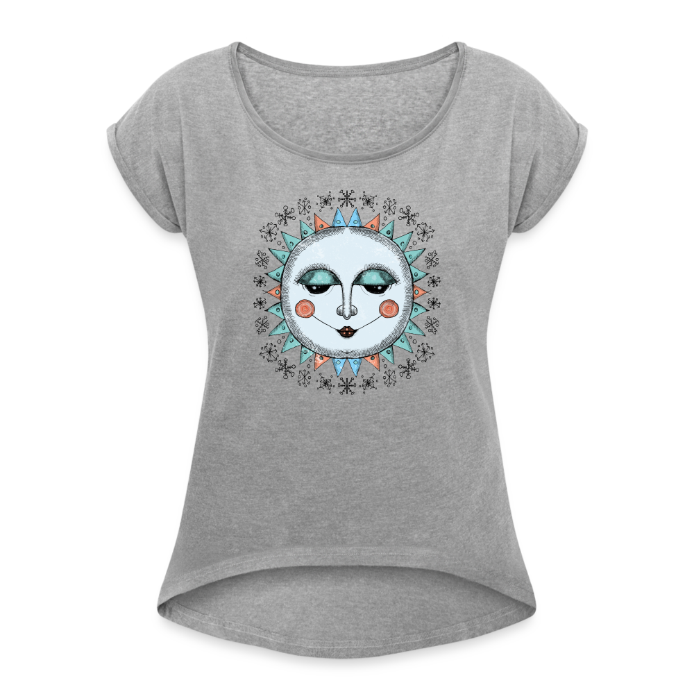 Frauen T-Shirt mit gerollten Ärmeln - “Wintersonne” - Grau meliert