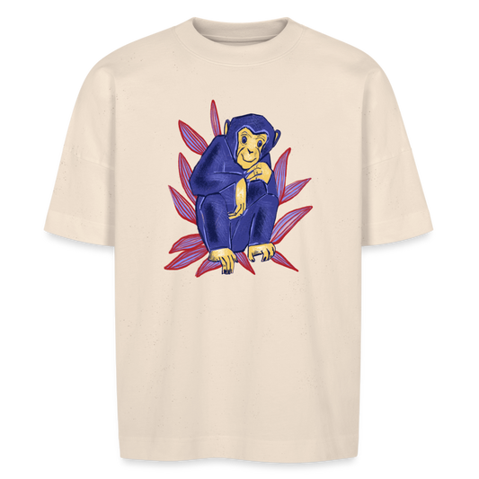 Stanley/Stella Unisex Oversize Bio-T-Shirt - “Blauer Affe” - Naturweiß