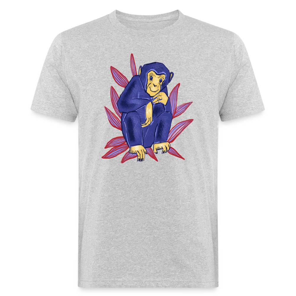Männer Bio-T-Shirt - “Blauer Affe” - Grau meliert