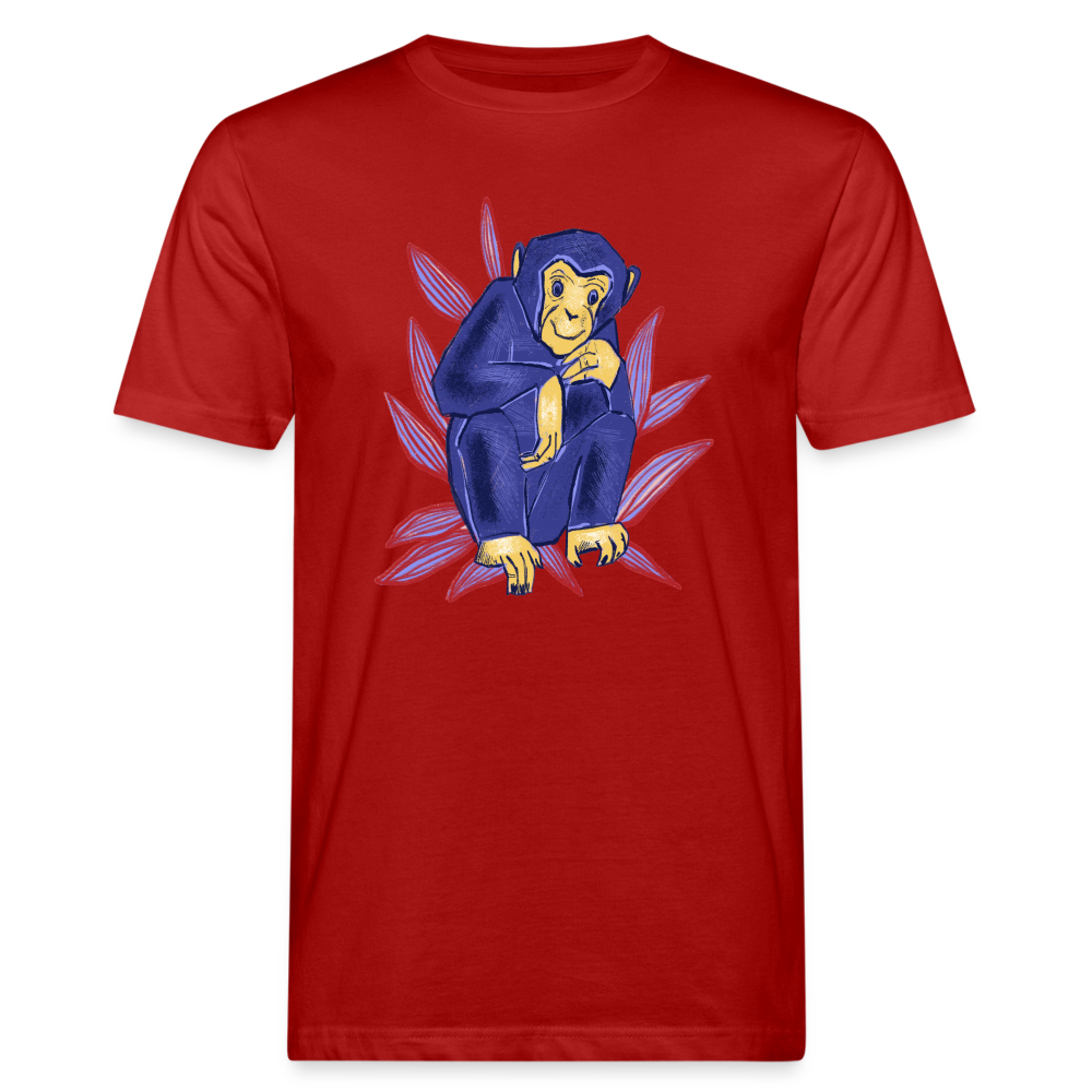 Männer Bio-T-Shirt - “Blauer Affe” - Dunkelrot