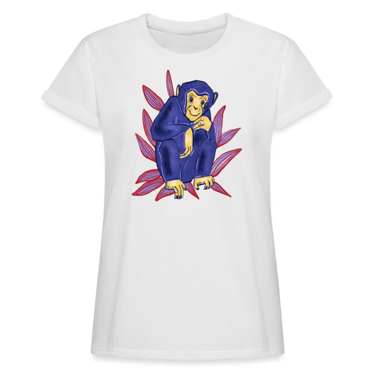Frauen Oversize T-Shirt - “Blauer Affe” - weiß