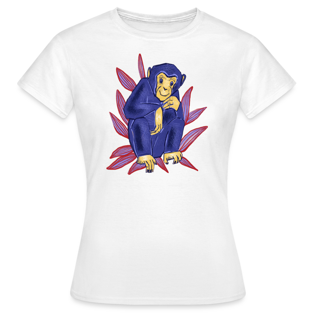 Frauen T-Shirt - “Blauer Affe” - weiß