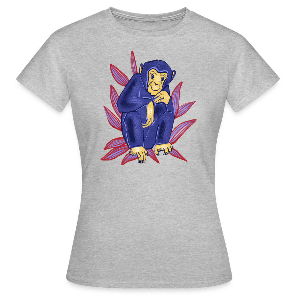 Frauen T-Shirt - “Blauer Affe” - Grau meliert
