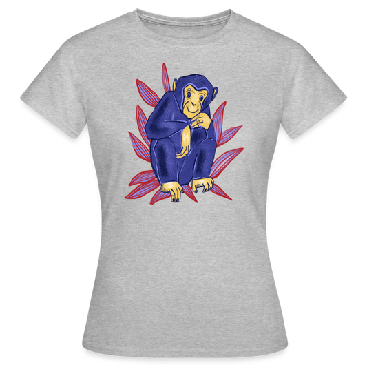 Frauen T-Shirt - “Blauer Affe” - Grau meliert