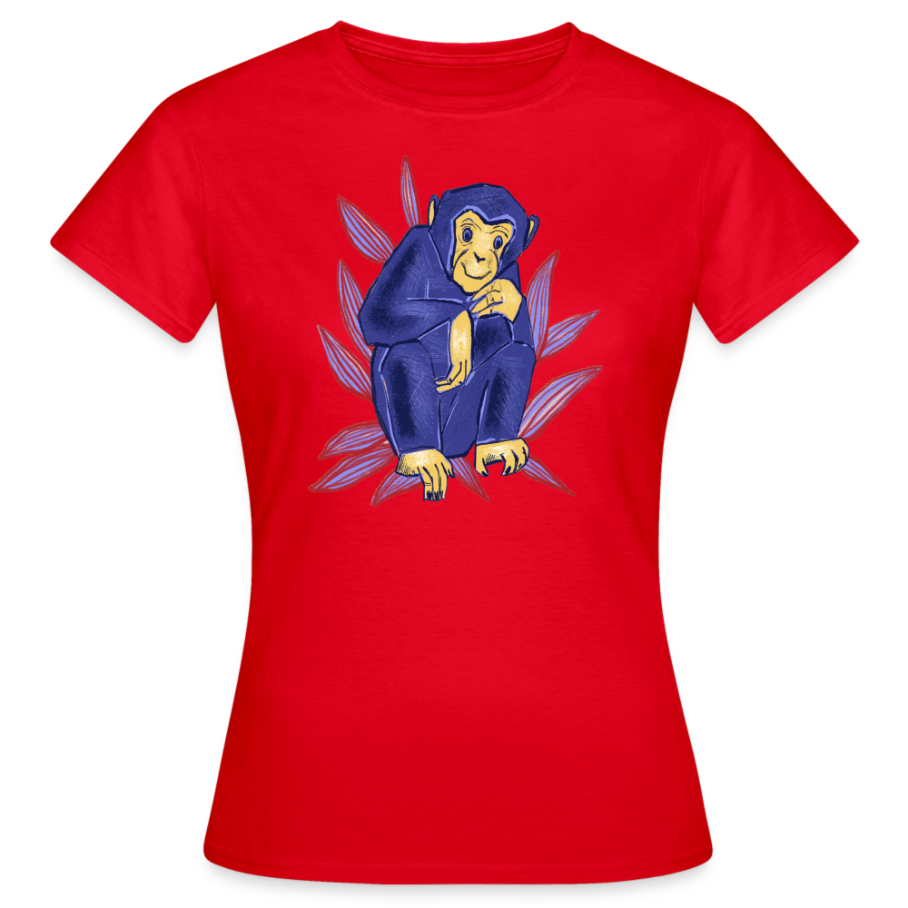 Frauen T-Shirt - “Blauer Affe” - Rot
