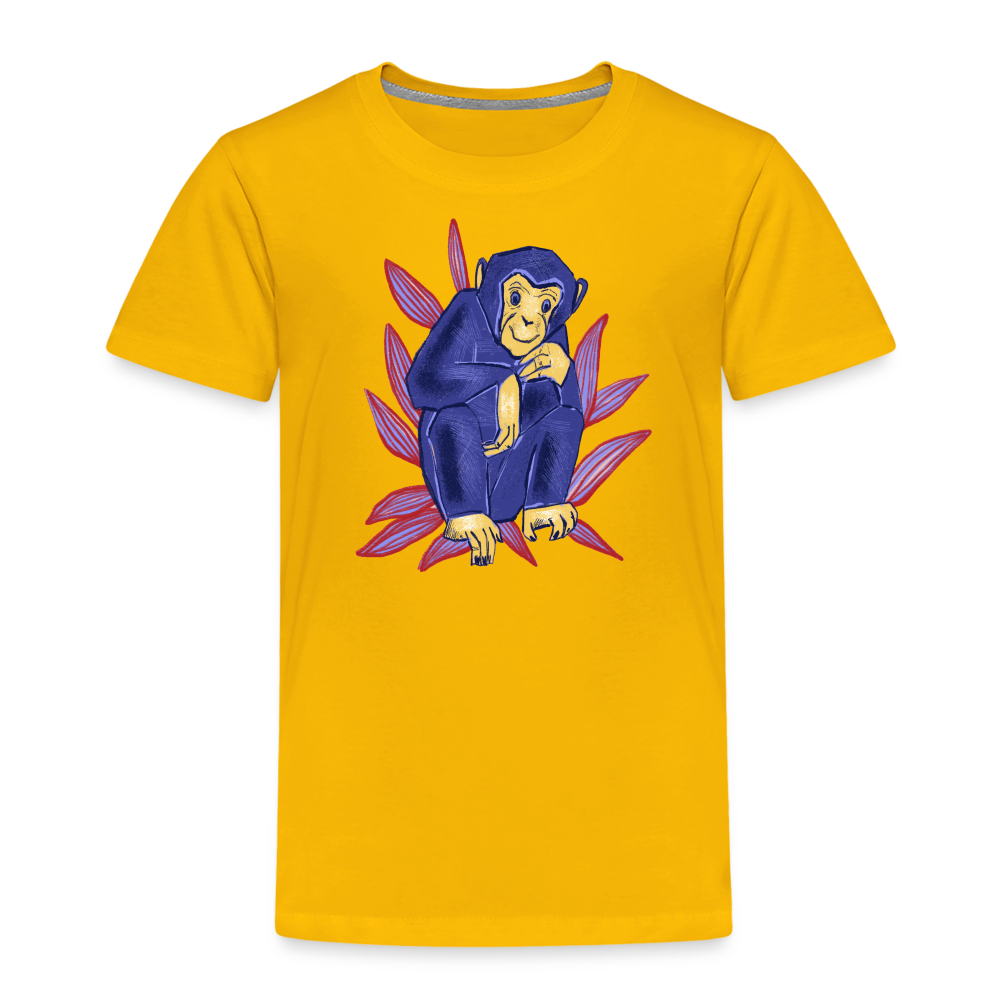 Kinder Premium T-Shirt - “Blauer Affe” - Sonnengelb