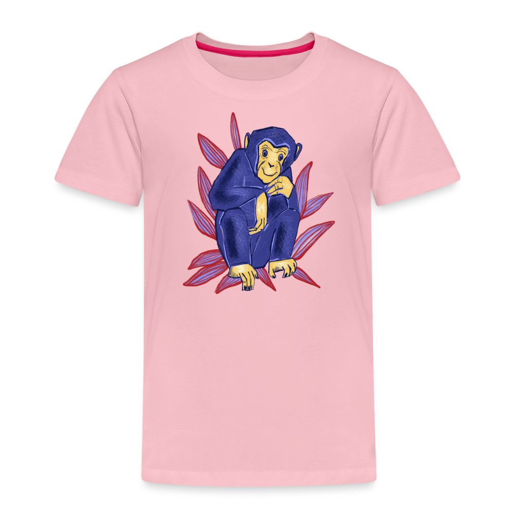 Kinder Premium T-Shirt - “Blauer Affe” - Hellrosa