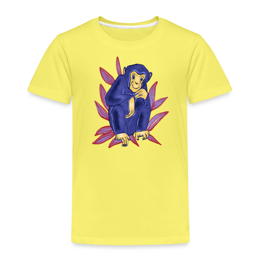 Kinder Premium T-Shirt - “Blauer Affe” - Gelb
