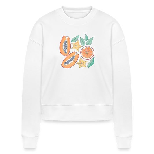 Stanley/Stella Frauen Bio Sweatshirt - “Tropische Früchte” - weiß