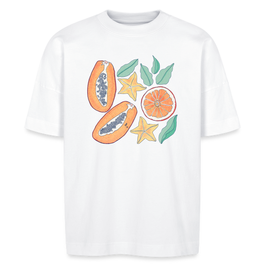 Stanley/Stella Unisex Oversize Bio-T-Shirt - “Tropische Früchte” - weiß