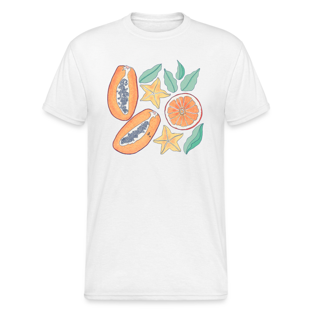 Männer Gildan Heavy T-Shirt - “Tropische Früchte” - weiß
