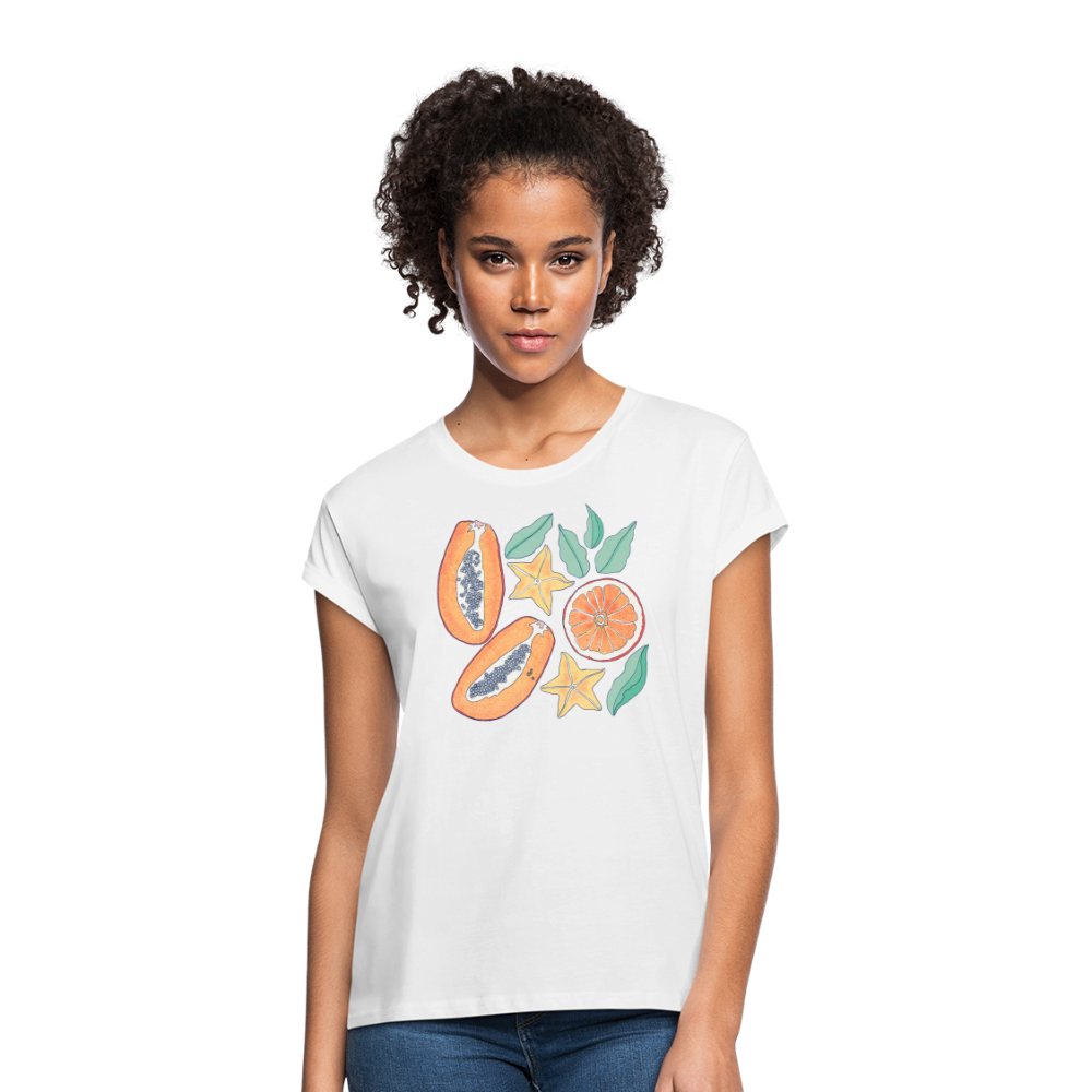Frauen Oversize T-Shirt - “Tropische Früchte” - weiß