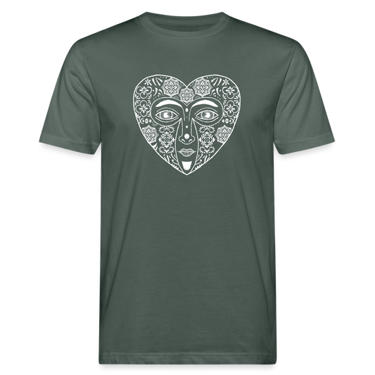 Männer Bio-T-Shirt - “Azulejo Herz” - Graugrün