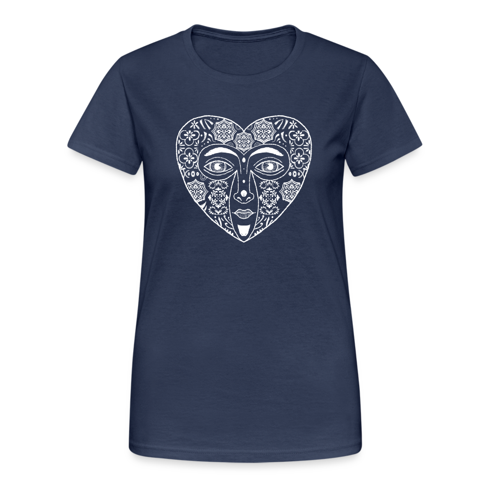 Frauen Gildan Heavy T-Shirt - “Azulejo Herz” - Navy