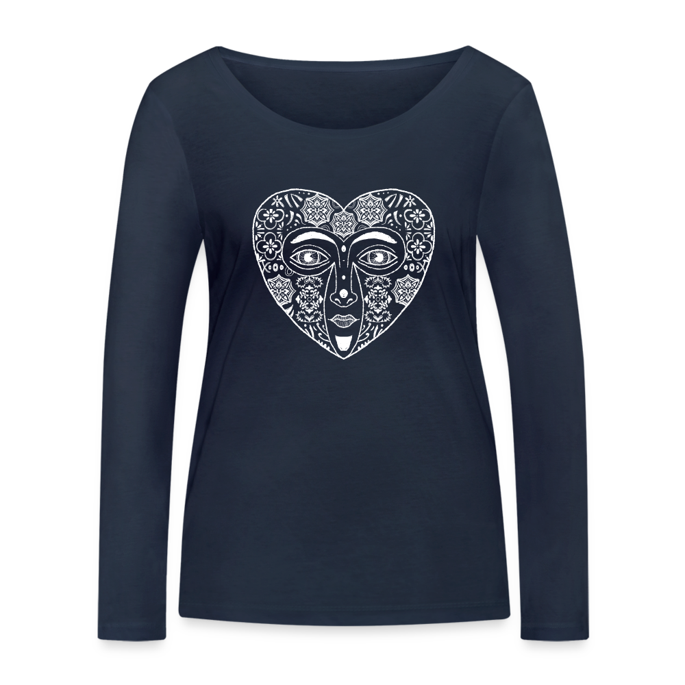 Frauen Bio-Langarmshirt - “Azulejo Herz” - Navy