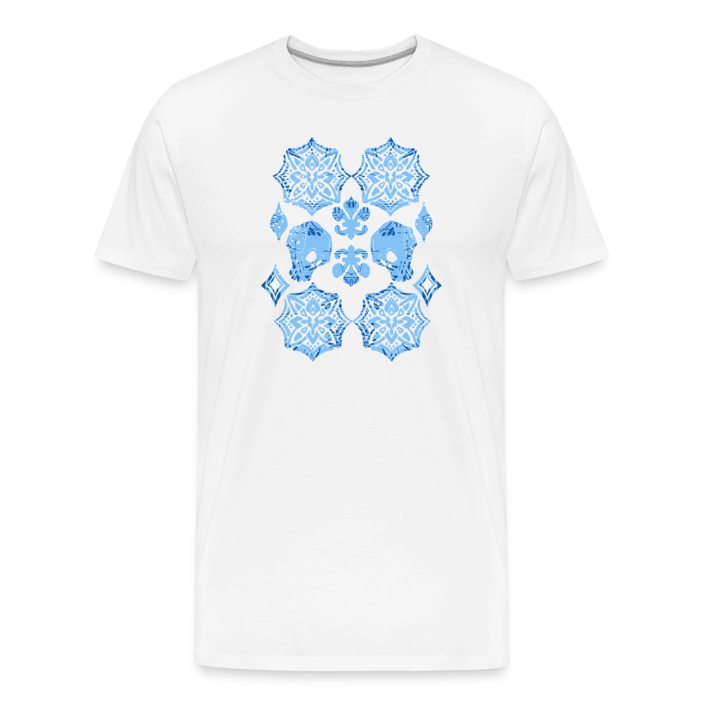 Männer Premium Bio T-Shirt - “Skull Blue” - weiß